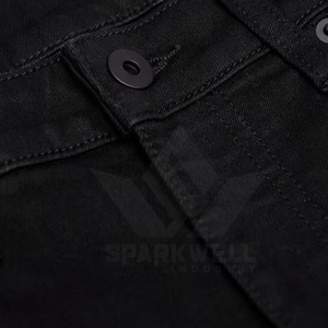 Jean en denim noir uni pour homme, coupe skinny, taille mi-haute, extensible, cinq poches, longueur complète, décontracté, en coton, pour le quotidien - Product Image 4