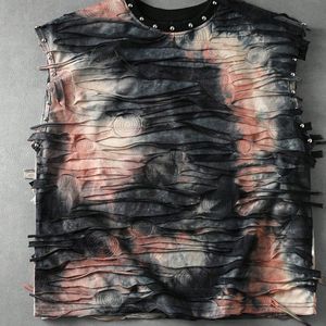 Camiseta sin mangas para hombre personalizada, estilo vintage desgastado, rasgada, streetwear, gótica, punk, OEM ODM - Product Image 3