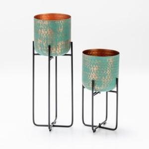 Ensemble de jardinières de style zen asiatique, présentoir au sol, facilement transportable, antidérapant, en métal, résistant à la rouille, pour la décoration intérieure. - Product Image 6