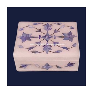 Cajas de joyería de mármol azul hechas a mano para bebés recién nacidos logotipo personalizado y madre de perla incrustaciones Almacenamiento de Acción de Gracias envío gratis - Product Image 1