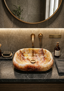 Lavabo de baño de ágata semipreciosa, lavabo de lujo con piedras preciosas, lavabo de piedra de ágata natural, lavabo de piedra de cristal. - Product Image 5