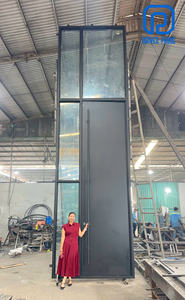 Porte d'entrée extérieure pivotante surdimensionnée en fer, design architectural moderne, avec insert en verre trempé, sur mesure de qualité supérieure pour villas et hôtels, modèle 2026 - Product Image 5