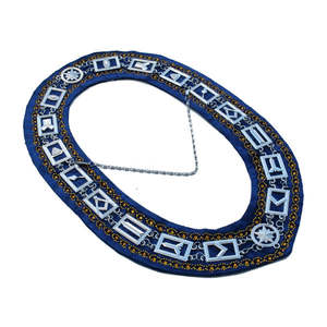 Collier de loge maçonnique bleu plaqué argent avec bijoux et support bleu, collier de regalia maçonnique - Product Image 3