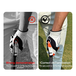 Gants de golf respirants en cuir véritable avec fermeture à enfiler, antidérapants, fabriqués en cuir véritable. - Product Image 4