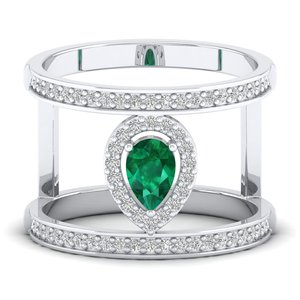 REYES Exquisite Pear Cut 0.5 Carat <b>Emerald</b> Gemstone Engagement <b>Ring</b> in 925 Sterling <b>Silver</b> Moissanite Jewelry For Women - Product Image 1