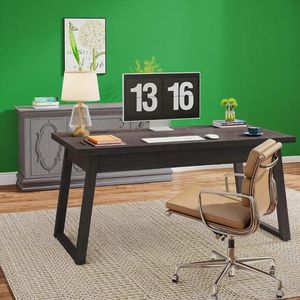 55 pollici in legno metà del secolo moderno Executive Desk Home Office studio tavolo da scrittura con cassetto rustica PC scrivania del computer portatile - Product Image 1