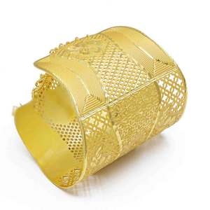 Wholesale 14K 18K 24K Dye Gold Plated Wide Filigree Or Lattice <b>Cuff</b> <b>Bracelet</b>, <b>Fashion</b> <b>Cuff</b> <b>Bracelets</b>, Brass <b>Cuff</b> Kada <b>Bracelets</b>. - Product Image 3