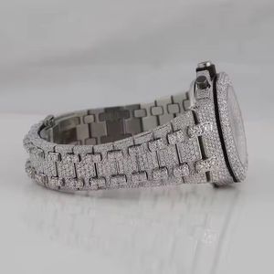 Silver diamond wristwatch with white dial three subdials <b>black</b> markers sparkling bezel and bracelet showcasing elegant craftsman - Product Image 4