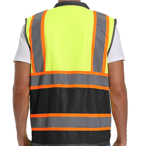 เสื้อกั๊กนิรภัยสำหรับงานก่อสร้าง ANSI Class 2 แบบปรับแต่งได้ มองเห็นได้ชัดเจน มีหลายกระเป๋า ไฟ LED กระพริบ สีสันสะท้อนแสง - Product Image 2
