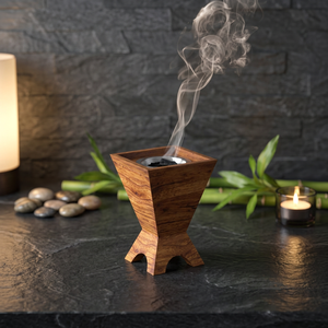 Brûleur d'encens Madkhan en bois fabriqué à la main le plus vendu pour le bureau à domicile et la méditation Design élégant et durable d'Inde - Product Image 1