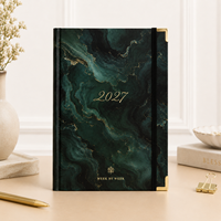 Agenda hebdomadaire LABON personnalisé 2027, couverture rigide en marbre avec feuille d'or, journal de luxe, coins métalliques, organisateur hebdomadaire pour entreprises