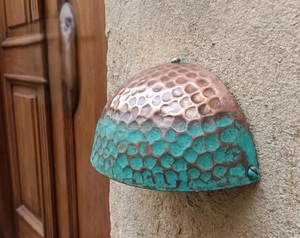 Outdoor Copper <b>Wall</b> <b>Sconce</b> <b>Light</b> with Green Patina Round Design Mediterranean Style Waterproof for Living Room - Product Image 5