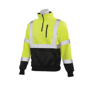 Men & Women Unisex Fleece Work <b>Jacket</b> 1/4 Quarter Zip Front Roadway Safety Solid Direct Supply From Pakistan - Product Image 1