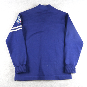 เสื้อคาร์ดิแกนถักสำหรับผู้ชาย สีน้ำเงิน แขนยาว ดีไซน์ลายปะติด  เสื้อกันหนาวสำหรับฤดูใบไม้ร่วง ความหนาปานกลาง ติดกระดุมแถวเดียว คอวี - Product Image 2
