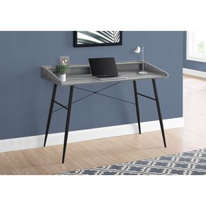 Scrivania Moderna Contemporanea da 48 Pollici per Ufficio Domestico con Ripiani Portaoggetti, Laminato Grigio e Metallo Nero per Lavoro con Laptop - Product Image 5