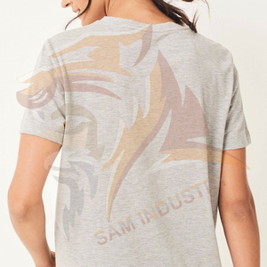 Camiseta de manga corta para mujer, de alta calidad, ecológica, informal, transpirable, de cuello redondo y color liso, para usar en verano. - Product Image 5