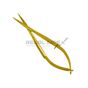 Tijeras de Precisión Quirúrgicas de Acero Inoxidable con Mango Metálico Dorado de 4.5 Pulgadas, Marca Regal Impex - Product Image 1