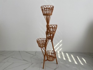 Multi Layer Rattan Plant Holder For Balcony Garden And Terrace Decor Stylish Flower <b>Pot</b> <b>Stand</b> For Green Plant Display - Product Image 1