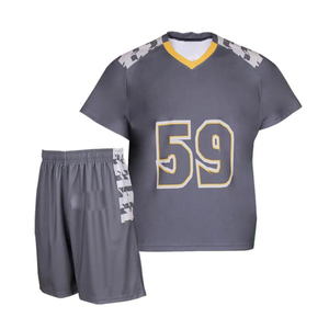 Ensemble d'uniformes de lacrosse personnalisables pour hommes avec maillot à col en V à manches courtes et short imprimé, respirant et à séchage rapide - Product Image 1
