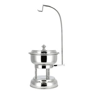 Olla árabe metálica con base de madera para calentar comida, de la mejor calidad, hecha a mano, de lujo, con forma redonda, para mesa de cocina. - Product Image 5