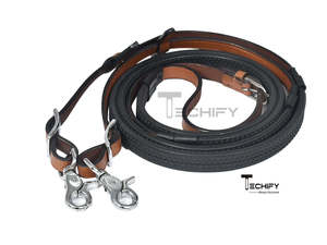 Conjunto de Brida para Caballo de Resistencia Personalizada, con Riendas de Goma, Cabezal Acolchado de Cuero, Cómodo y Duradero para Equitación - Product Image 6
