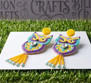 Pendientes de búho con cuentas hechos a mano, estilo bohemio, para mujer, joyería al por mayor - Product Image 1