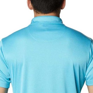 เสื้อโปโลแขนสั้นสีทึบสำหรับผู้ชายผ้าถักลำลองสีฟ้าอ่อน - Product Image 4