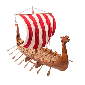 B028 - Modelo de Barco Vikingo Drakkar de Madera Hecho a Mano, Decoración Marítima Histórica, Artículo de Regalo Personalizado 64Lx16.5Wx50H cm - Product Image 1