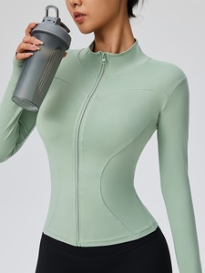 Wholesale Womens Fitness Yoga <b>Jacket</b> Base Layer Lightweight Running <b>Workout</b> Gym Training Sports Coat Slim Fit Activewear Yoga - Product Image 3
