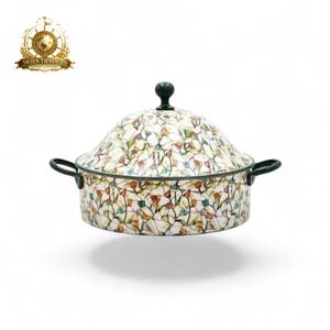 Olla térmica de acero inoxidable con aislamiento floral rosa, cacerola con tapa de cúpula para servir alimentos calientes - Product Image 2