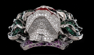 Pendentif en diamant artificiel, breloque en moissanite, bijou de visage ton argent, pendentif statement avec pierre verte et violette - Product Image 6
