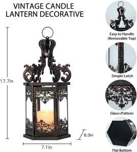 Lanterne en métal au design élégant pour une présentation décorative en intérieur, offrant une lueur douce, idéale pour mettre en valeur les arrangements de la maison - Product Image 6