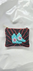 Porte-monnaie perlé fait main personnalisable avec fermeture éclair, accessoire de Mardi Gras, pompon et sequins, pour femme, lot de 3, motif léopard - Product Image 3