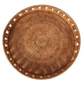 Grand plateau rond en rotin naturel, flottant pour piscine, plateau de rangement pour fruits, boissons, collations et desserts, qualité supérieure, prix raisonnable - Product Image 1