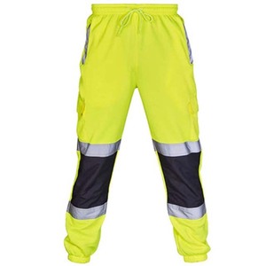 Men's High Visibility Reflective Workwear Pants Fluorescent Safety <b>Trousers</b> Elastic Waist Construction Industrial Pants - Product Image 4