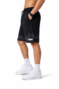 Shorts de sport pour hommes en maille noire avec impression graphique personnalisée, respirants, en polyester, fabrication OEM en gros - Product Image 3