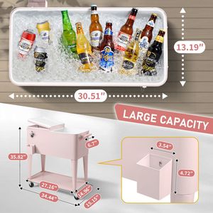 Frigo Portatile Rosa da 80QT con Ruote: Eleganza e Comodità per l'Intrattenimento all'Aperto - Product Image 2