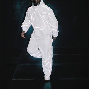 Men's <b>White</b> Luminous Geometric Full Sleeve Hooded Windproof Eco-Friendly 100% Cotton Lightweight Zipper Fly Casual Streetwear - Product Image 1