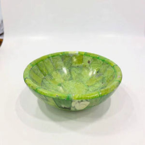 Tazón para Servir Frutas de Resina Azul Pulida Hecho a Mano, Estilo Indio, Tallado a Mano, Vajilla Decorativa, Artículos para el Hogar de Tendencia, Apto para Alimentos - Product Image 1