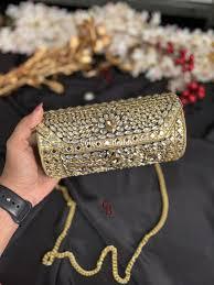 Cartera de mano de metal con mosaico de piedra pulida, diseño étnico indio de imitación antigua, para mujer/niña, decoración para bodas, novias y Halloween - Product Image 5