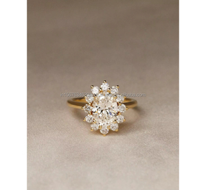 IGI Lab Grown Oval Cut Diamond Vintage 14K Amarillo Boda/Anillo de compromiso Unisex Fine White Gold Anniversary Party-Worthy - Product Image 1