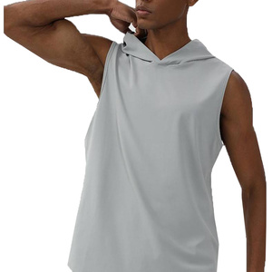 เสื้อกล้ามออกกำลังกายผู้ชายแบบแห้งเร็วสั่งทำพิเศษ เสื้อกล้ามฟิตเนสเพาะกายแบบไม่มีแขนมีฮู้ด - Product Image 5