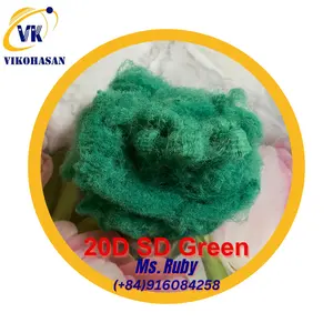 Premium Quality 20D SD Green Solid Recycled Fiber A Grade from Vikohasan Supplier GRS Fibre for make pad mattress carpet wadding