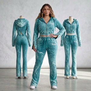 Conjunto de Sudadera con Capucha Estilo Vintage Lavado Ácido, Personalizable con Estampado, Sudadera Corta con Cierre para Mujer - Product Image 6