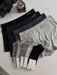 Ensemble de caleçons et chaussettes respirants en coton et élasthanne pour hommes avec logo personnalisé – Combo OEM 95/5 sous-vêtements et chaussettes - Product Image 5