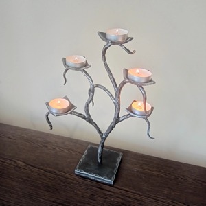 <b>Tree</b> Shape Silver Multi Candle Holder Elegant Metal Decorative <b>Stand</b> For Café And Lounge Table Styling For Premium Look - Product Image 3