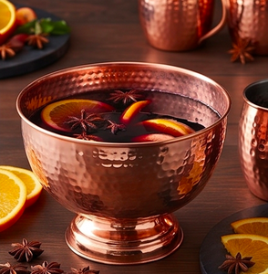 Grand bol à nourriture en cuivre poli avec cuillère, ustensiles de cuisine, outils de cuisson, articles pour hôtels, restaurants et fêtes. - Product Image 3