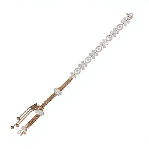 Pulsera de tenis de oro rosa de 14K con diamantes de corte redondo y de pera, joyería nupcial de lujo para regalo de boda o fiesta - Product Image 1