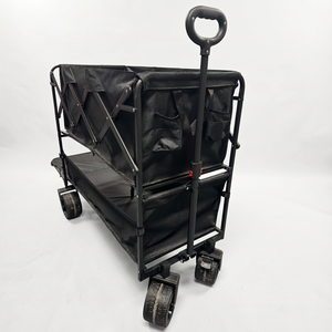Chariot de transport pliable en acier à double plateau, grande capacité, durable, pour camping, pêche et courses en extérieur (OEM/ODM) - Product Image 1