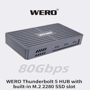 Thunderbolt5 HUB+SSD M.2 NVMe PCIe 5.0 Yuvası 120Gbps 140W PD Şarjlı Aktif Soğutmalı Uyumlu Üçlü Ekran Bağımsız Görüntüleme - Product Image 1